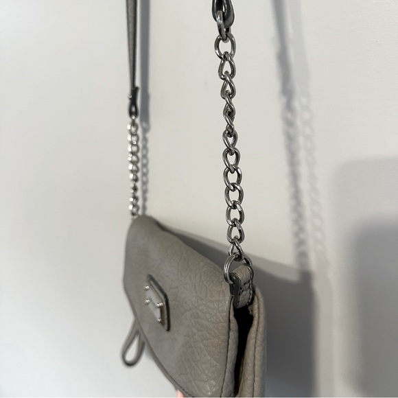 Nine West Grey Leather Foldover Crossbody Satchel - Picture 3 of 7